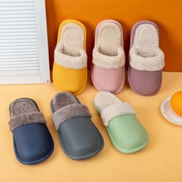image-Waterproof cotton slippers women's autumn and winter home detachable cotton support shoes men's warm non-slip couple wool slippers wholesale