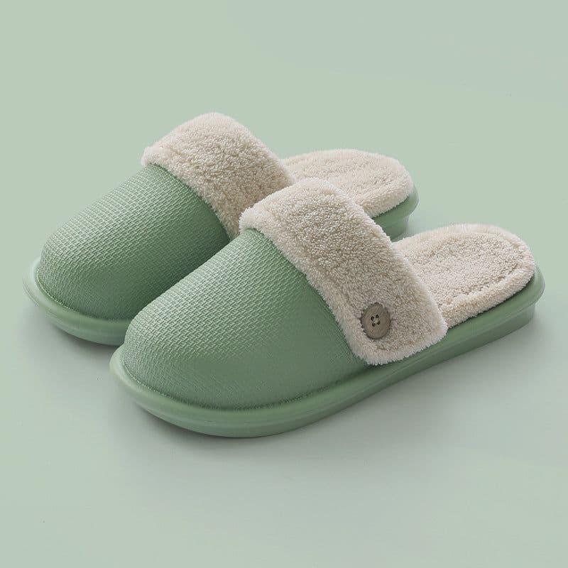 image-Waterproof cotton slippers women's autumn and winter home detachable cotton support shoes men's warm non-slip couple wool slippers wholesale