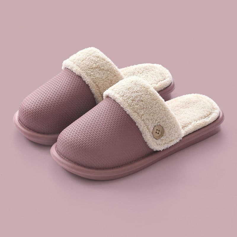 image-Waterproof cotton slippers women's autumn and winter home detachable cotton support shoes men's warm non-slip couple wool slippers wholesale