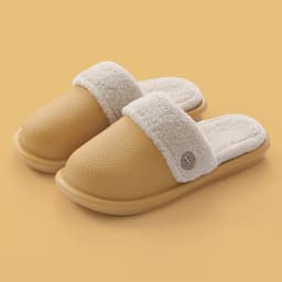 image-Waterproof cotton slippers women's autumn and winter home detachable cotton support shoes men's warm non-slip couple wool slippers wholesale