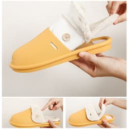 image-Waterproof cotton slippers women's autumn and winter home detachable cotton support shoes men's warm non-slip couple wool slippers wholesale