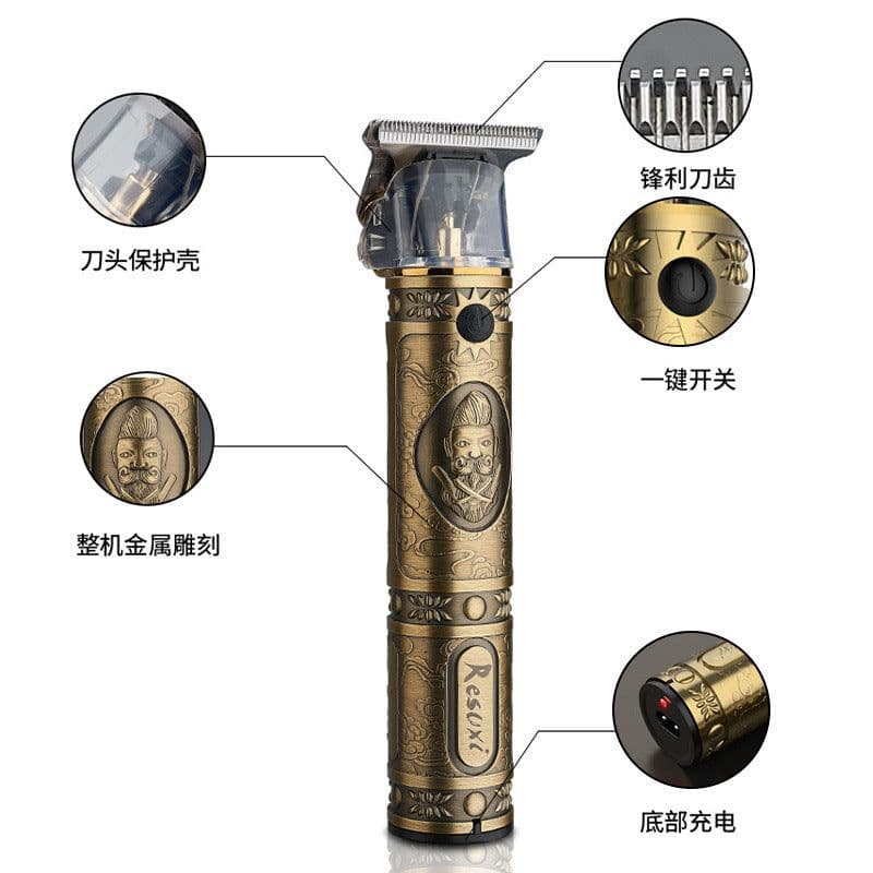 image-Cross-border carving oil head reasoning hair device full self-service Buddha head electric clippers trimming white hair salon children's hair clippers