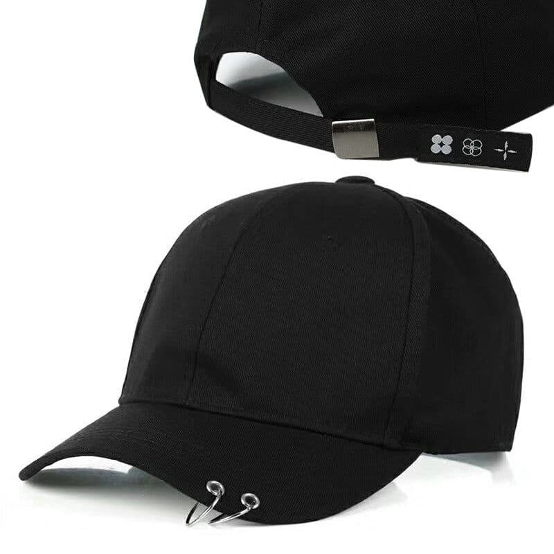 image-AliExpress hot style hat Korean personality solid color BTS hoop ring baseball cap men and women sunshade cap tide
