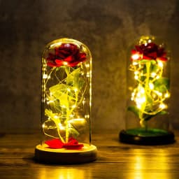image-Rose flower glass cover gold foil flower with led light immortal flower Christmas Valentine's day ornaments cross-border e-commerce supply