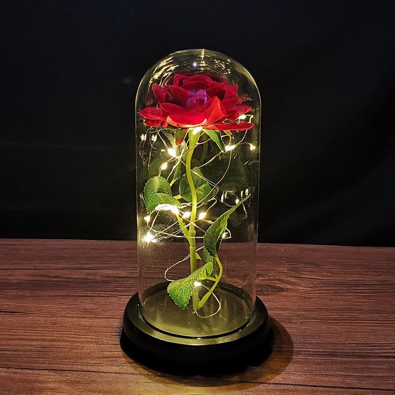 image-Rose flower glass cover gold foil flower with led light immortal flower Christmas Valentine's day ornaments cross-border e-commerce supply