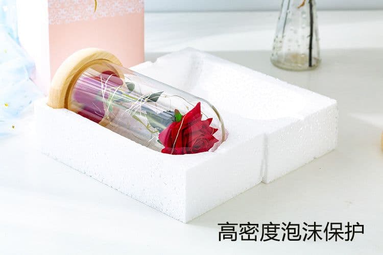 image-Rose flower glass cover gold foil flower with led light immortal flower Christmas Valentine's day ornaments cross-border e-commerce supply