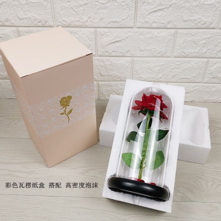 image-Rose flower glass cover gold foil flower with led light immortal flower Christmas Valentine's day ornaments cross-border e-commerce supply