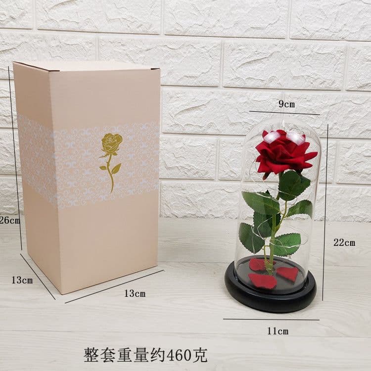 image-Rose flower glass cover gold foil flower with led light immortal flower Christmas Valentine's day ornaments cross-border e-commerce supply