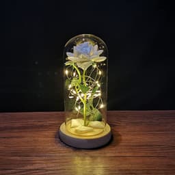 image-Rose flower glass cover gold foil flower with led light immortal flower Christmas Valentine's day ornaments cross-border e-commerce supply