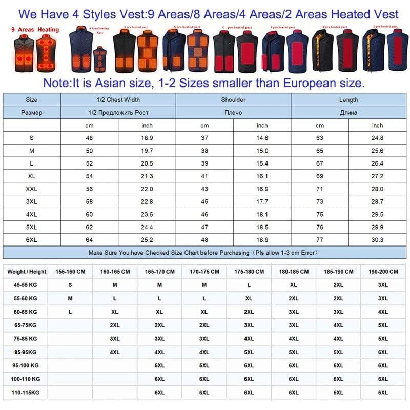 image-9 pieces of heating clothing in winter, smart heating vest, warm clothing, USB rechargeable electric heating vest jacket, a large number of stocks