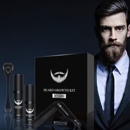image-Cross-border offerings beard growth liquid nourishing care kit hair shaving beard growth kit microneedle beard comb