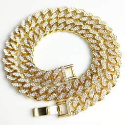 image-European and American hip-hop domineering 12.5mm full diamond gold chain Cuban chain necklace gold chain special direct sale
