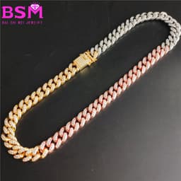 image-European and American hip-hop domineering 12.5mm full diamond gold chain Cuban chain necklace gold chain special direct sale