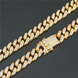 image-European and American hip-hop domineering 12.5mm full diamond gold chain Cuban chain necklace gold chain special direct sale