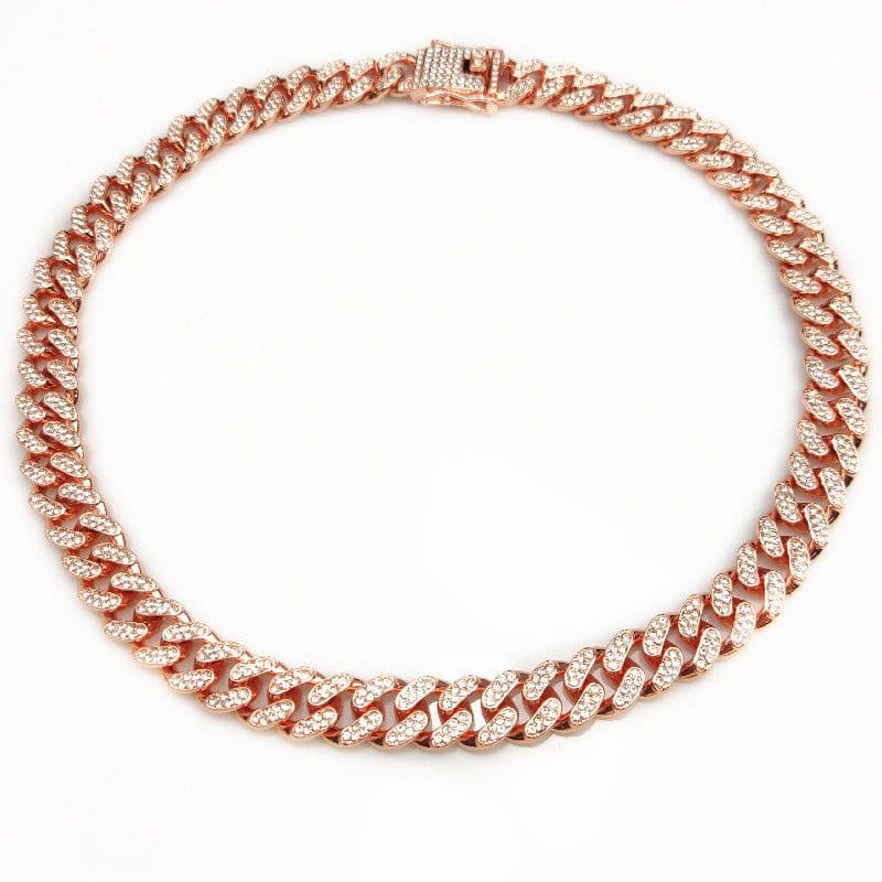image-European and American hip-hop domineering 12.5mm full diamond gold chain Cuban chain necklace gold chain special direct sale