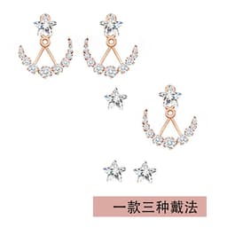 image-Love’s Crash Landing Sun Yezhen Same earrings, exquisite stars and moon, Yoon Shili, a three-wear back-hanging earring