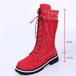 image-2021 cross-border foreign trade new European and American solid color snow boots autumn and winter women's mid-tube flat heel side zipper round head Martin boots