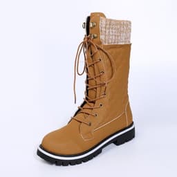 image-2021 cross-border foreign trade new European and American solid color snow boots autumn and winter women's mid-tube flat heel side zipper round head Martin boots