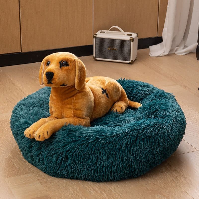 image-Plush cat litter kennel round removable and washable pet mat winter warm rainbow Teddy deer dog kennel wholesale