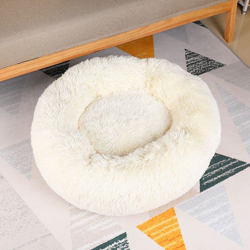 image-Plush cat litter kennel round removable and washable pet mat winter warm rainbow Teddy deer dog kennel wholesale