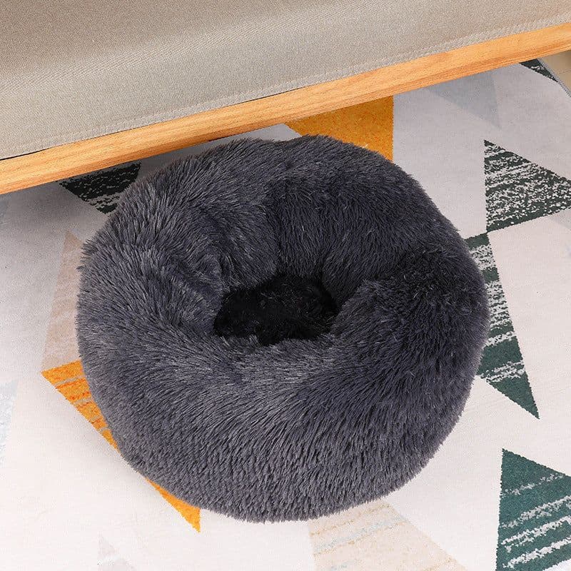 image-Plush cat litter kennel round removable and washable pet mat winter warm rainbow Teddy deer dog kennel wholesale