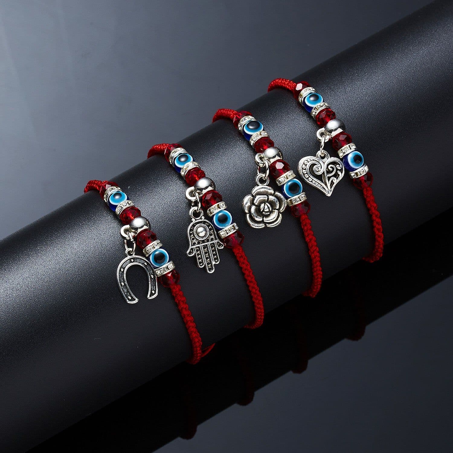 image-Cross-border e-commerce supply creative new blue eyes evil eyes red rope braided bracelet fashion adjustable bracelet wholesale