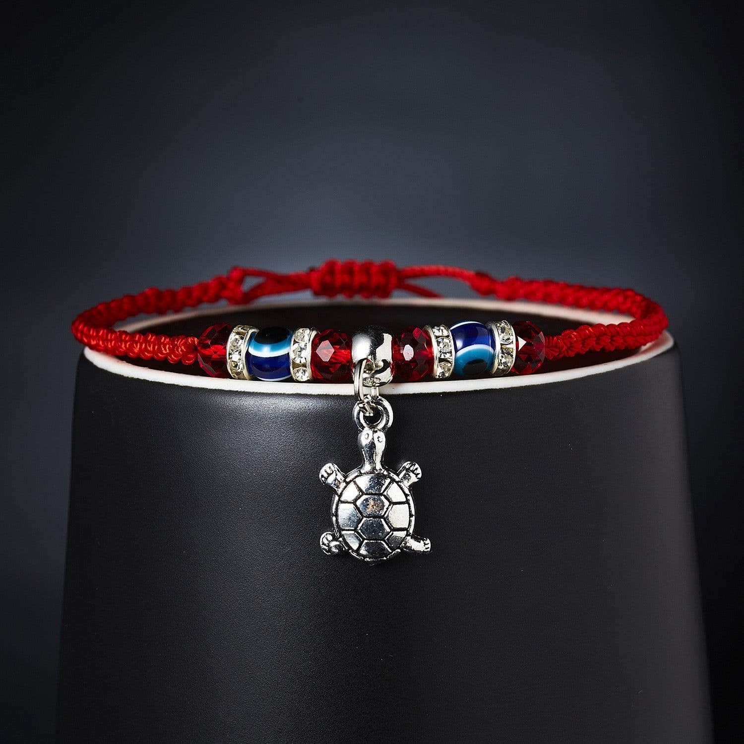 image-Cross-border e-commerce supply creative new blue eyes evil eyes red rope braided bracelet fashion adjustable bracelet wholesale