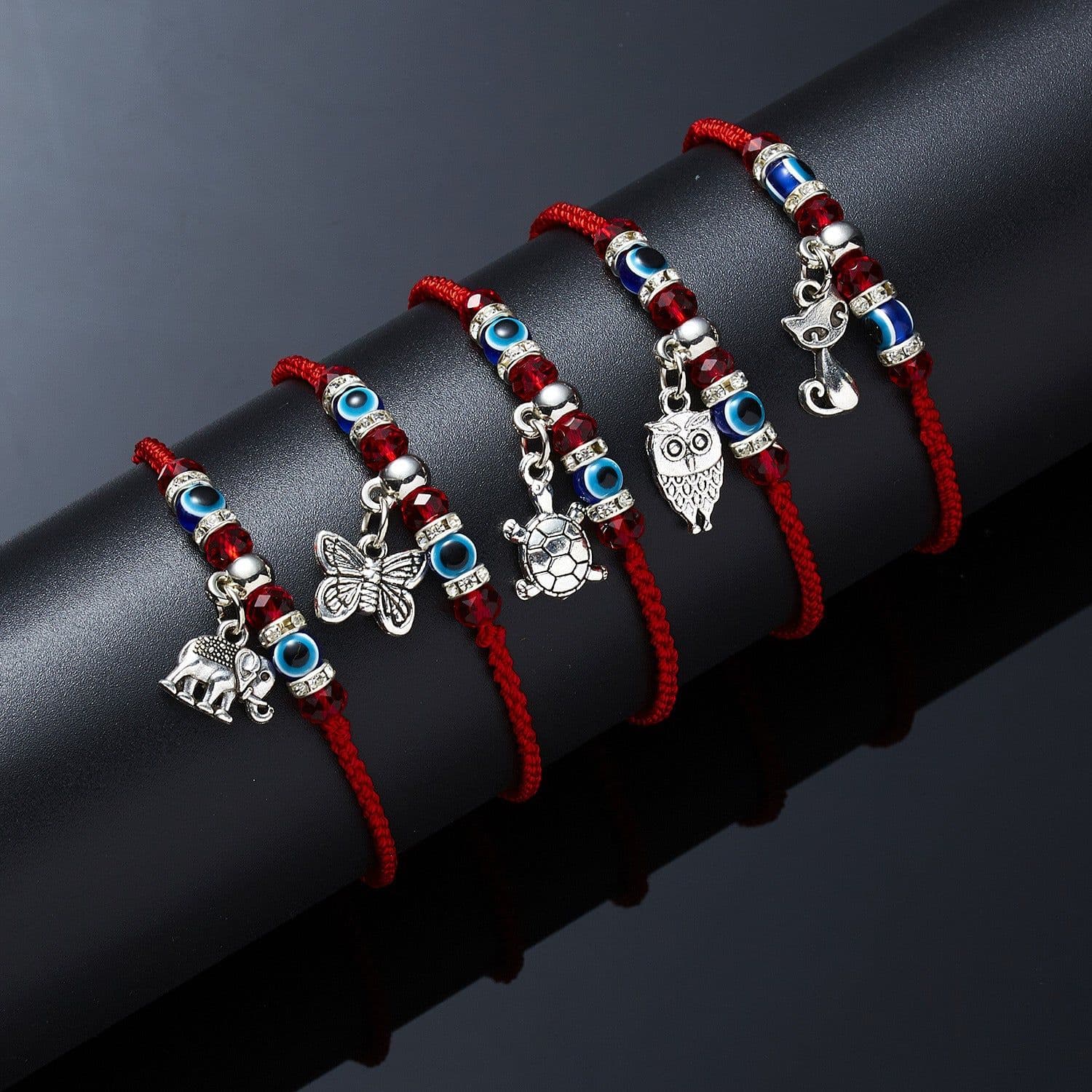 image-Cross-border e-commerce supply creative new blue eyes evil eyes red rope braided bracelet fashion adjustable bracelet wholesale