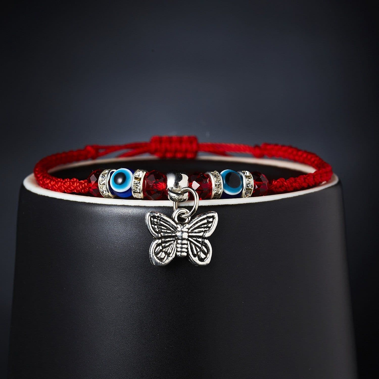 image-Cross-border e-commerce supply creative new blue eyes evil eyes red rope braided bracelet fashion adjustable bracelet wholesale