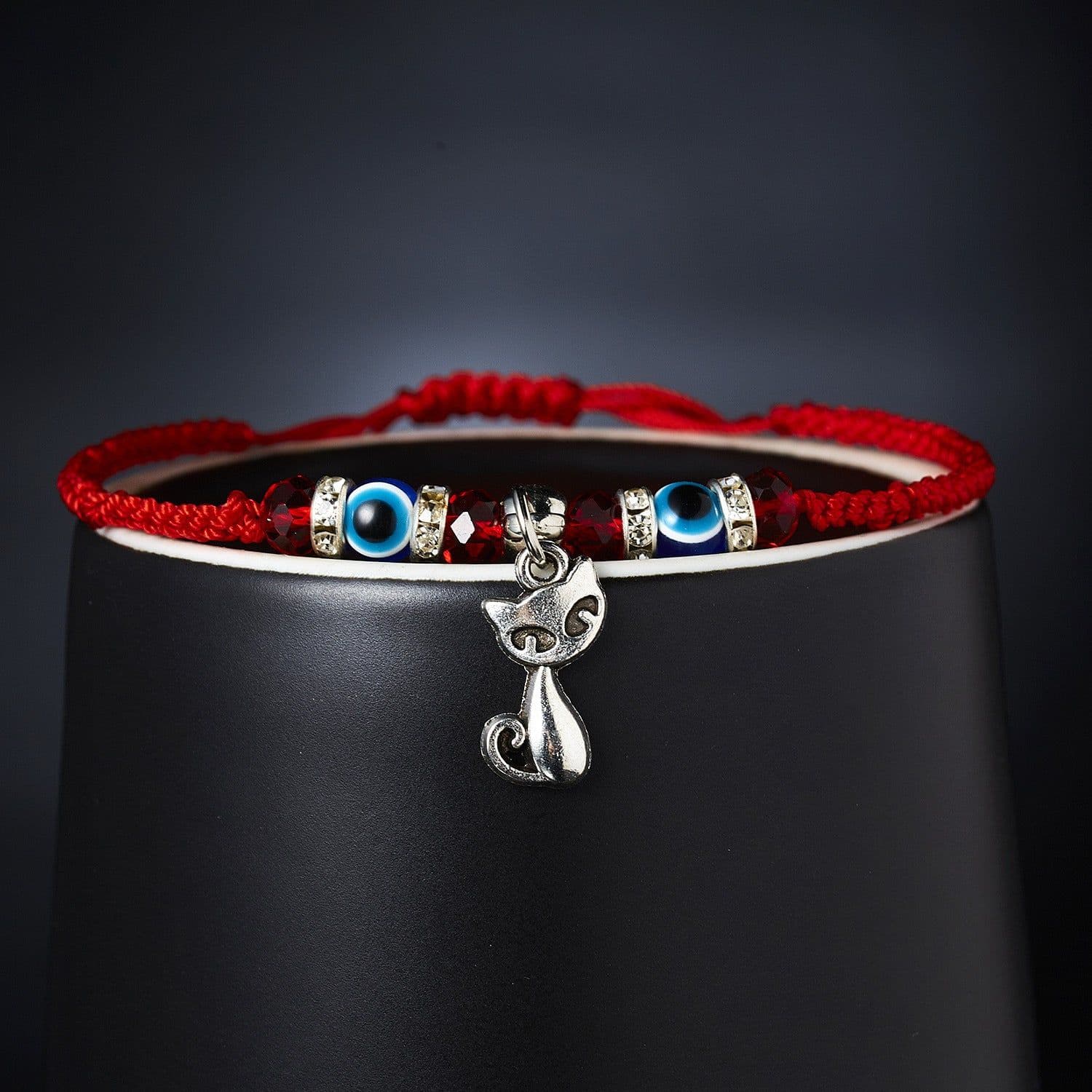 image-Cross-border e-commerce supply creative new blue eyes evil eyes red rope braided bracelet fashion adjustable bracelet wholesale