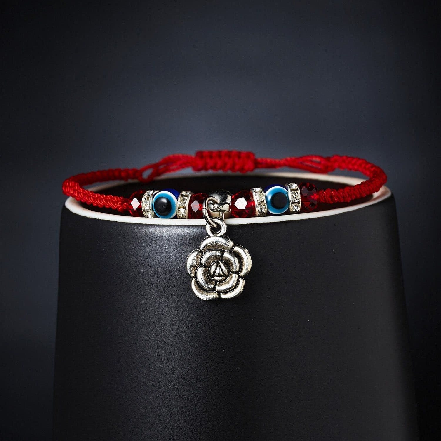 image-Cross-border e-commerce supply creative new blue eyes evil eyes red rope braided bracelet fashion adjustable bracelet wholesale
