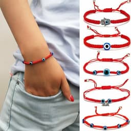 image-Cross-border e-commerce supply creative new blue eyes evil eyes red rope braided bracelet fashion adjustable bracelet wholesale