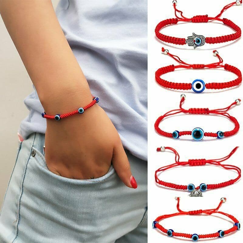 image-Cross-border e-commerce supply creative new blue eyes evil eyes red rope braided bracelet fashion adjustable bracelet wholesale