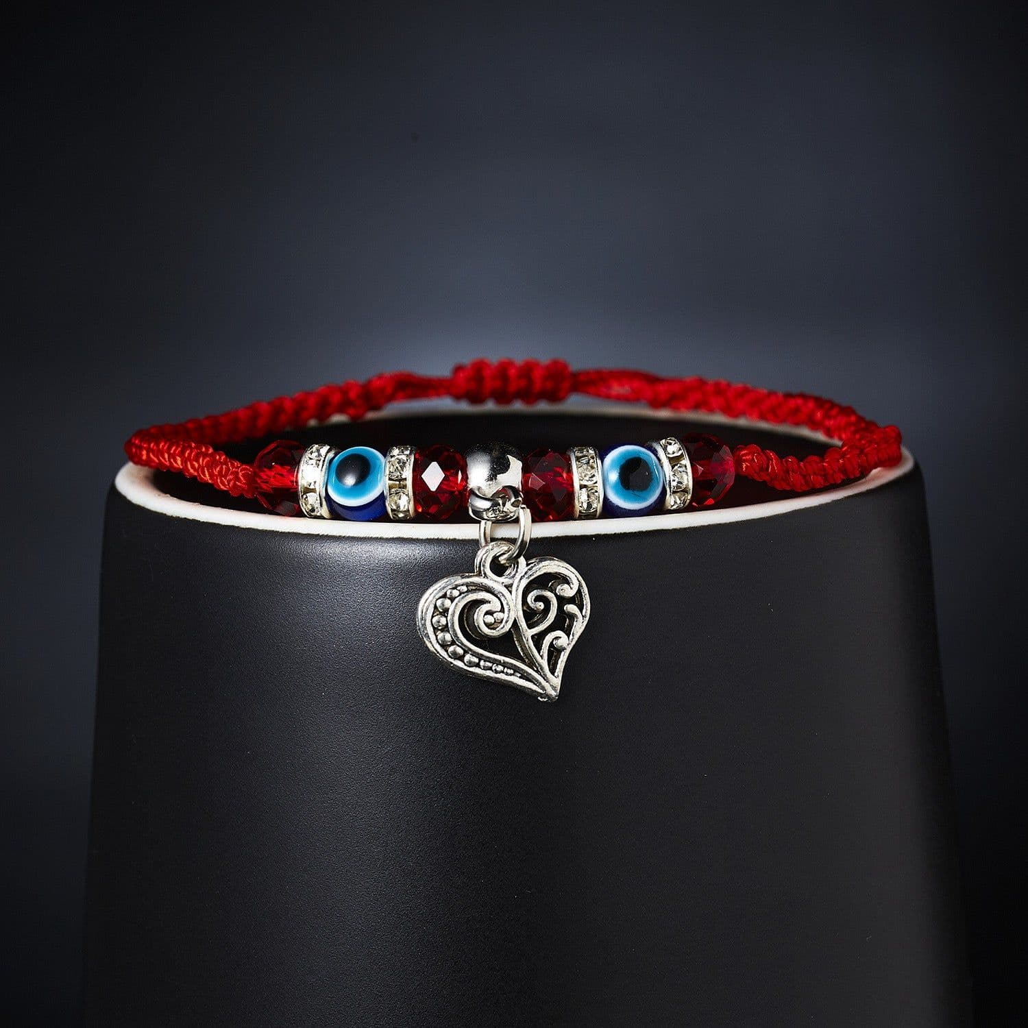 image-Cross-border e-commerce supply creative new blue eyes evil eyes red rope braided bracelet fashion adjustable bracelet wholesale