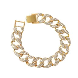 image-European and American popular hip-hop accessories full diamond Miami Cuban chain necklace Hiphop rap bracelet Cuban gold and silver chain