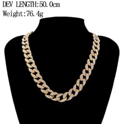 image-European and American popular hip-hop accessories full diamond Miami Cuban chain necklace Hiphop rap bracelet Cuban gold and silver chain