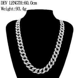image-European and American popular hip-hop accessories full diamond Miami Cuban chain necklace Hiphop rap bracelet Cuban gold and silver chain