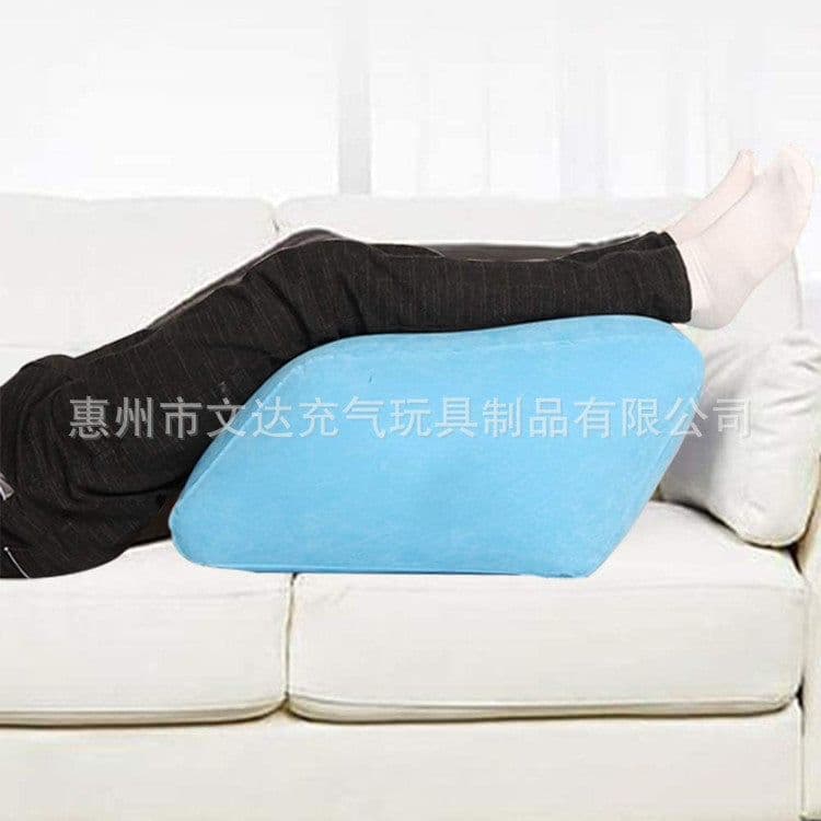 image-Cross-border PVC flocking inflatable leg pillow pillow sofa bed inflatable flocking triangle slope leg cushion spot