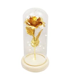 image-Glass cover rose flower gold leaf flower with led lights color gold eternal flower Valentine's day Christmas ornaments cross-border supply