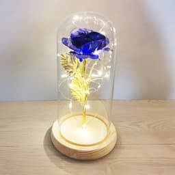image-Glass cover rose flower gold leaf flower with led lights color gold eternal flower Valentine's day Christmas ornaments cross-border supply