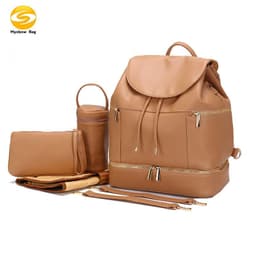image-The source factory directly supplies double-layer waterproof dual-use mommy bags, PU maternal and baby bags and shoulder mommy backpacks