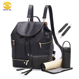 image-The source factory directly supplies double-layer waterproof dual-use mommy bags, PU maternal and baby bags and shoulder mommy backpacks