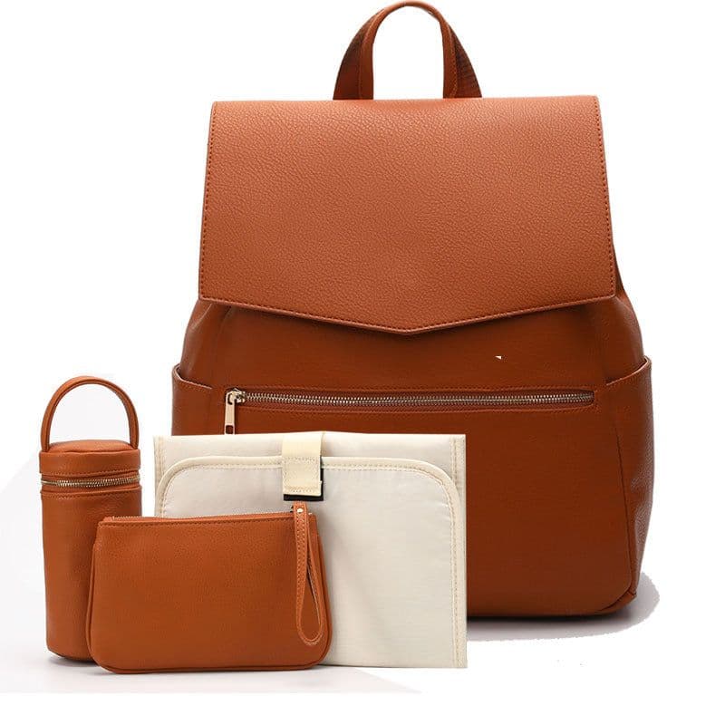 image-New Hot Sale PU Mommy Bag Double Shoulder Multifunctional Large Capacity Maternal and Baby Bag Diaper Bag Free Cooling Bag Cosmetic Bag