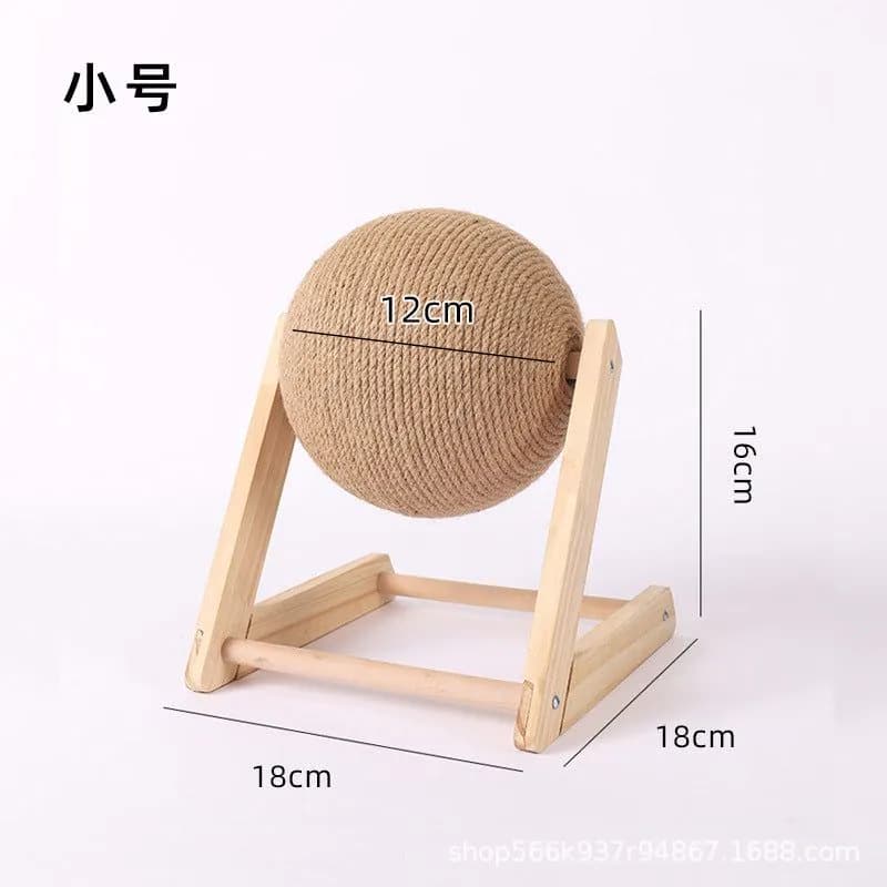 image-Cat scratcher wooden cat scratching ball cat grinding claw hand wrapped sisal rope cat climbing frame cat scratching post scratch resistant cat toy