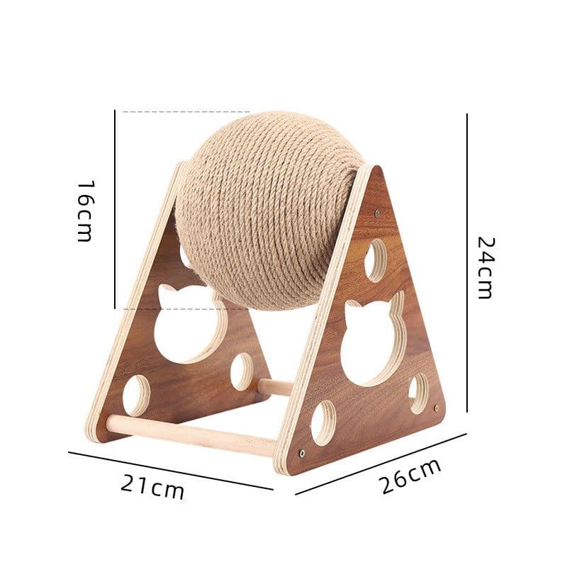 image-Cat scratcher wooden cat scratching ball cat grinding claw hand wrapped sisal rope cat climbing frame cat scratching post scratch resistant cat toy