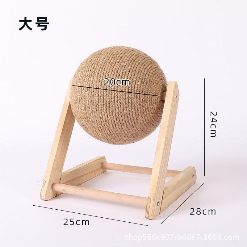 image-Cat scratcher wooden cat scratching ball cat grinding claw hand wrapped sisal rope cat climbing frame cat scratching post scratch resistant cat toy