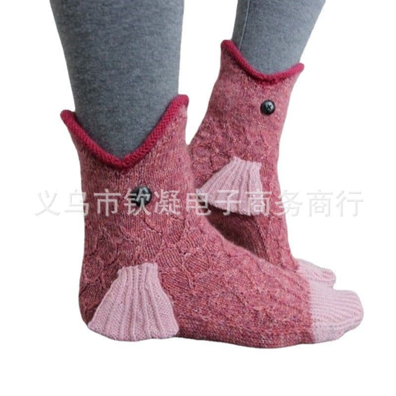 image-New cross-border knitted crocodile socks Shark crocodile chameleon cartoon socks Cute animal wool knitted socks