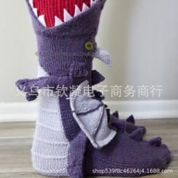 image-New cross-border knitted crocodile socks Shark crocodile chameleon cartoon socks Cute animal wool knitted socks