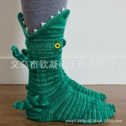 image-New cross-border knitted crocodile socks Shark crocodile chameleon cartoon socks Cute animal wool knitted socks