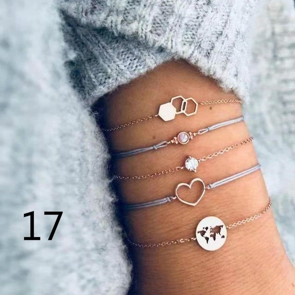 image-European and American set bracelet wish cross-border geometric jewelry woven bracelet natural stone bracelet wholesale